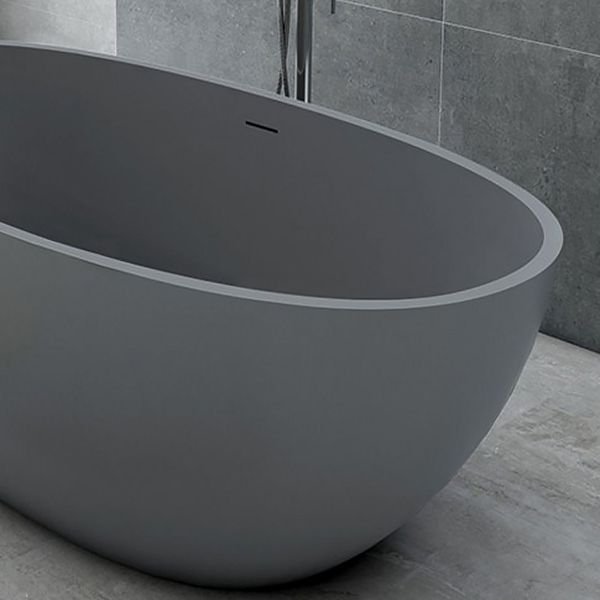 Modern Soaking Freestanding Bath Tub Stone Oval Bathtub with Overflow Trim