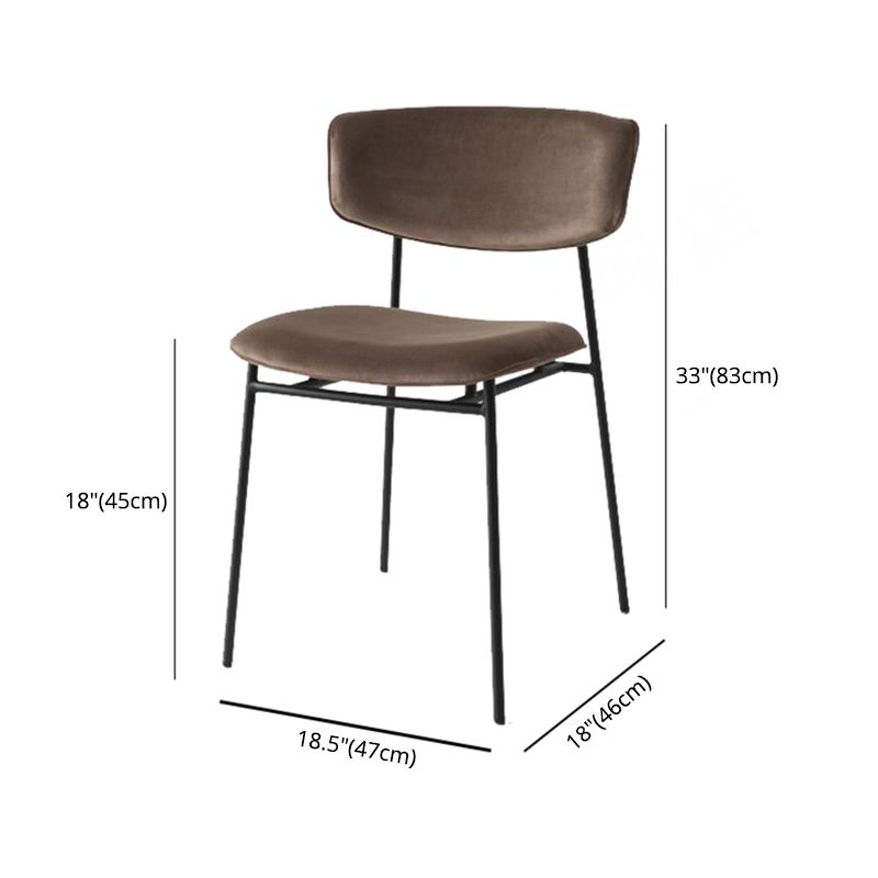 Chaise latérale de restaurant contemporaine en cuir, chaise de salle à manger ouverte de couleur foncée