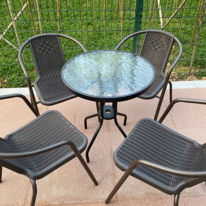 Runde Form Minimalistischer Stil Esstisch transparent fester Tisch mit Glas