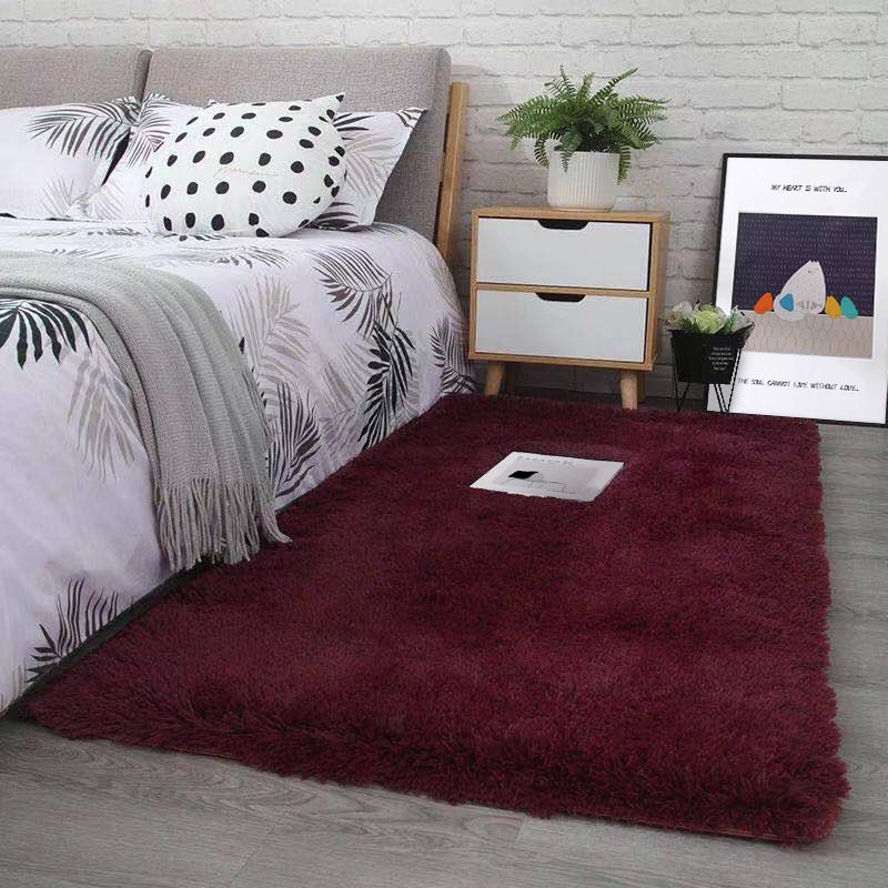 Fancy Grau Area Teppich Feste Farbe Polyester Fläche Rug Plüsch Easy Care Teppich für Wohnkultur