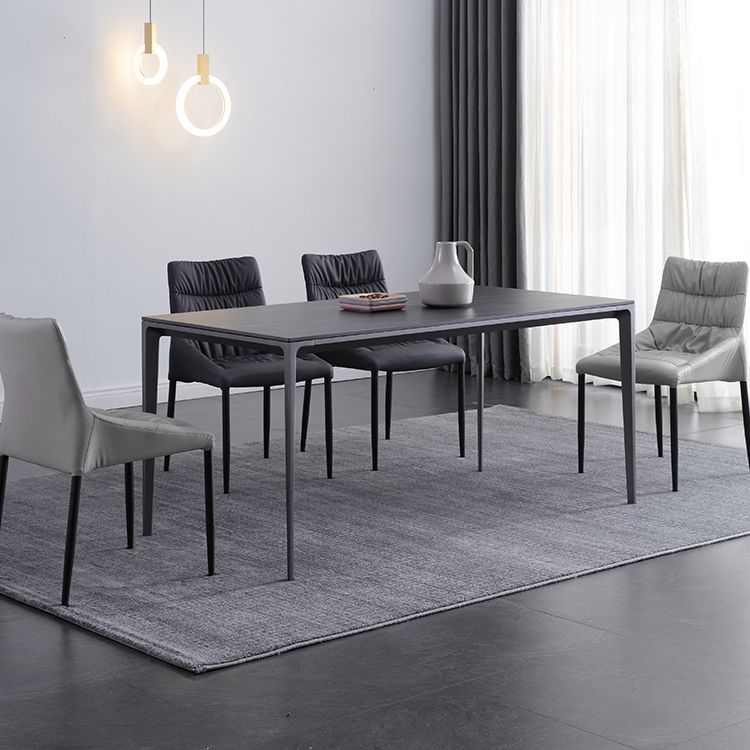 Silla de comedor de metal de estilo moderno, silla lateral sin brazos de comedor de cuero para cocina