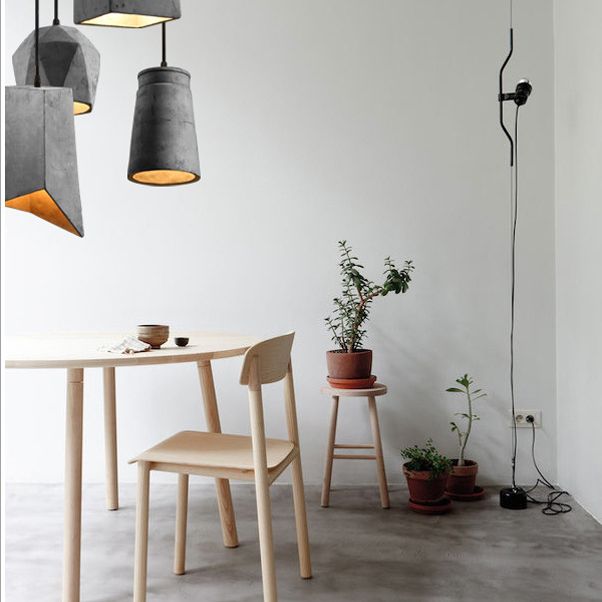 Grijze geometrische hanger lamp Minimalistisch 1-licht cementophanglicht voor eetkamer