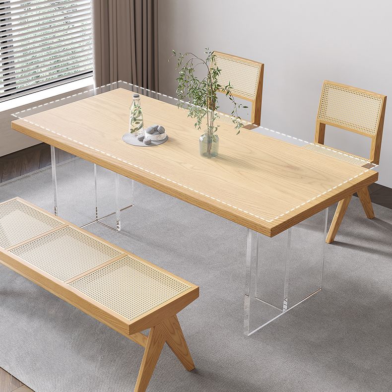 Solid Wood Dining Table Set with Acrylic Base 1/2/4/5 Pieces Dinette Set for Kitchen