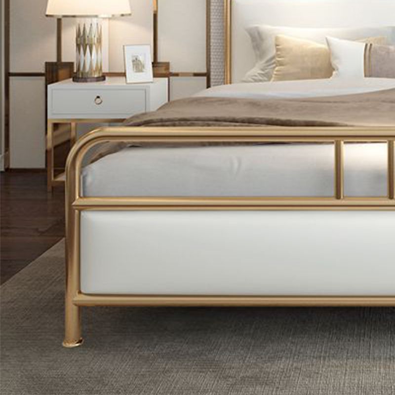 Contemporary Standard Bed Metal Bed Frame with Upholstered Headboard