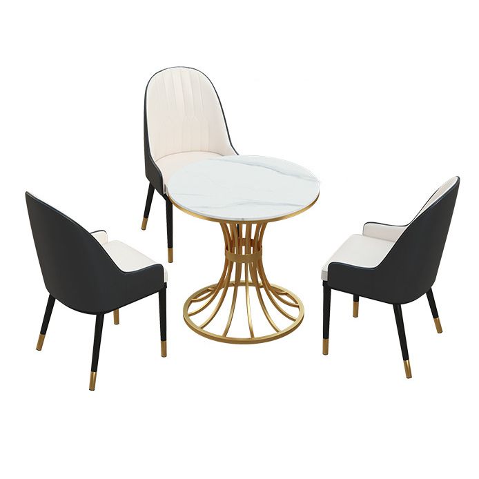 Contemporary Dining Set with Padded Chairs 1/5 Pieces Stone Top Dinette Set for Home