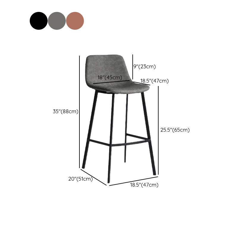 Industrial Bucket Counter Chair Faux Leather Footrest Dining Stool with Black Base