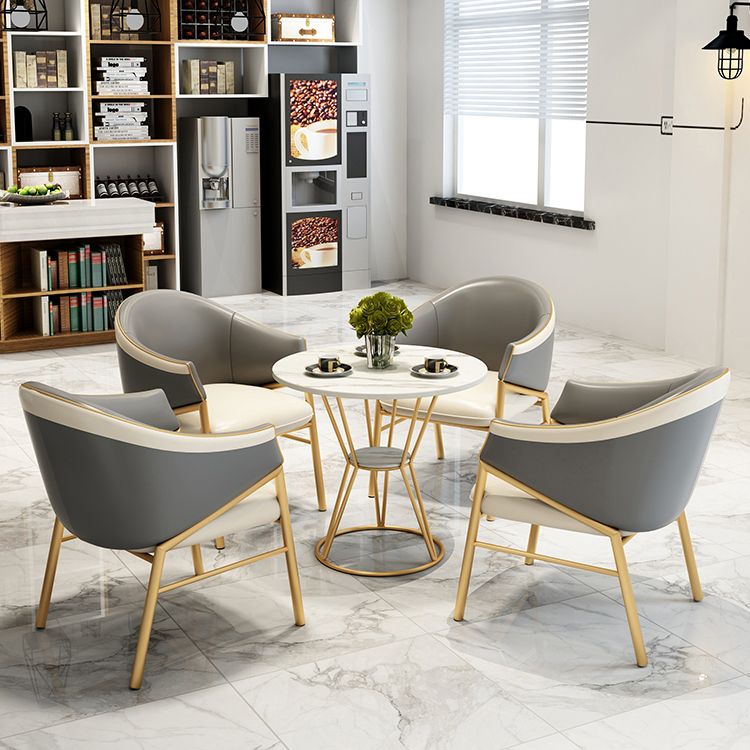 Ronde tafel dinette tafel traditionele luxe dinerkamer meubels met metalen basis