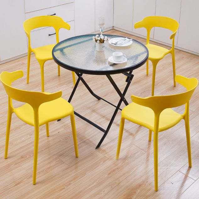 Modern Style Glass Dining Room Dinner Kitchen Table Round Table with Black Frame