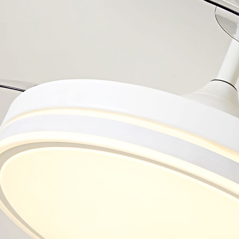 Metallic Drum Hanging Fan Lamp Frequency Conversion Modern LED Semi Flush Mount Lighting
