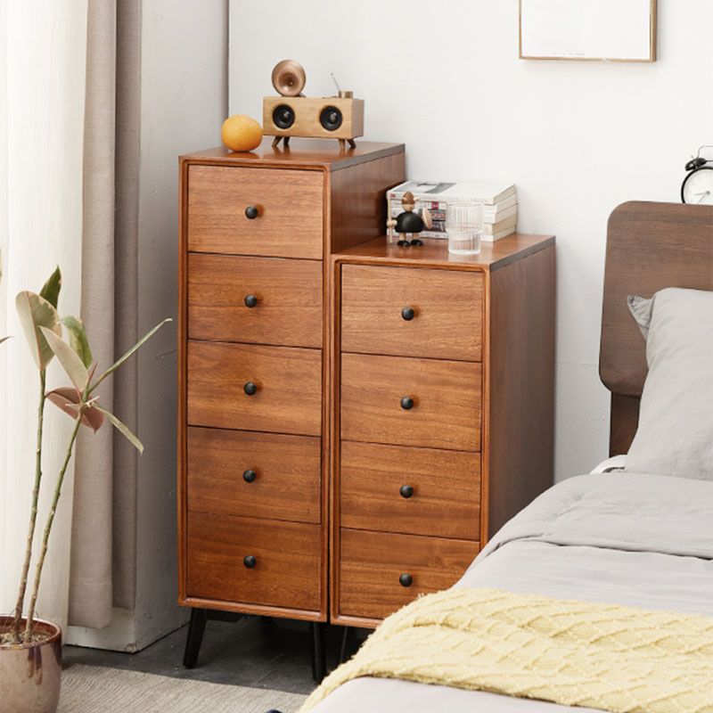 Contemporary Chest Vertical Solid Wood Lingerie Chest without Mirror