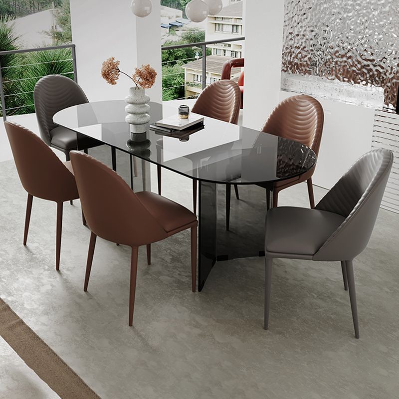 1/2/5/7 Pieces Modern Oval Tempered Glass Top Dining Set for Home