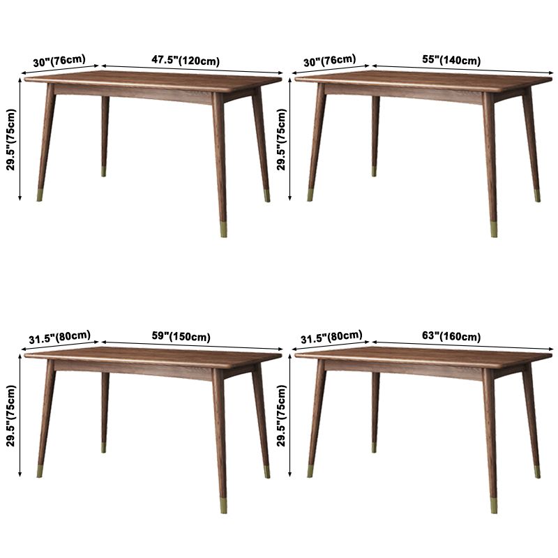 Rectangle Ash Wood Table in Walnut Luxury Dining Table with 4 Legs for Restaurant