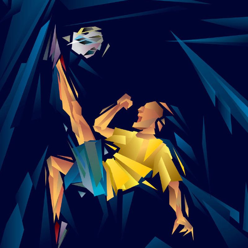 Modern Sports Ball Shot Mural Yellow-Blue Stain-Resistant Wall Covering for Decor