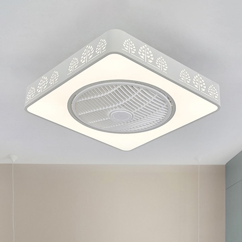 Luz/árbol del ventilador acrílico de acrílico Led dormitorio LED simple accesorio de iluminación de montaje de flanps en blanco con 3 cuchillas, 21.5 "W