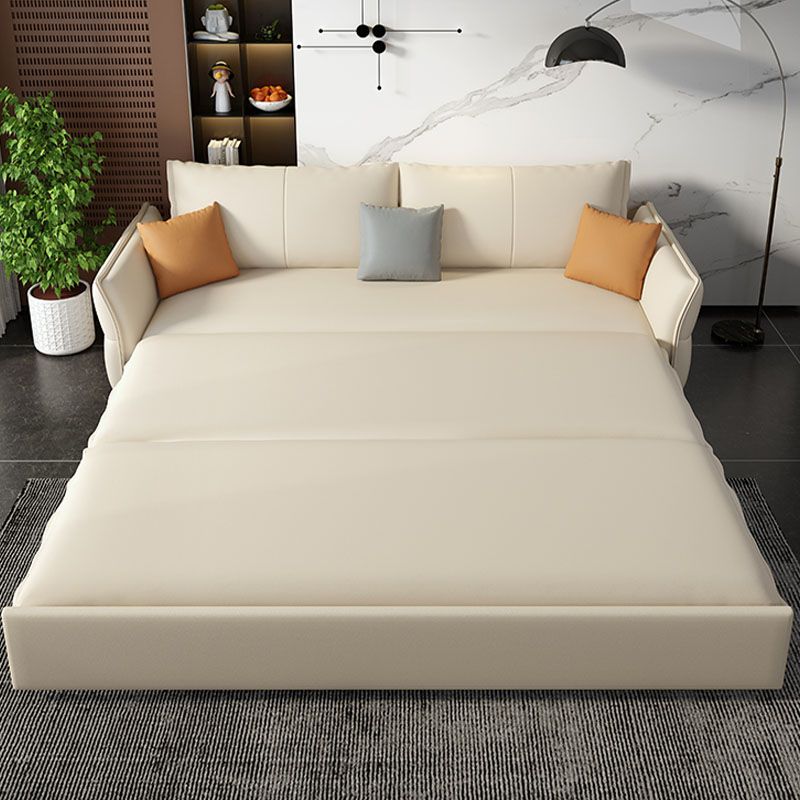 Weißes Sofa Bett Faux Leder Quadratarm Standard Bettbewegung mit Lagerung