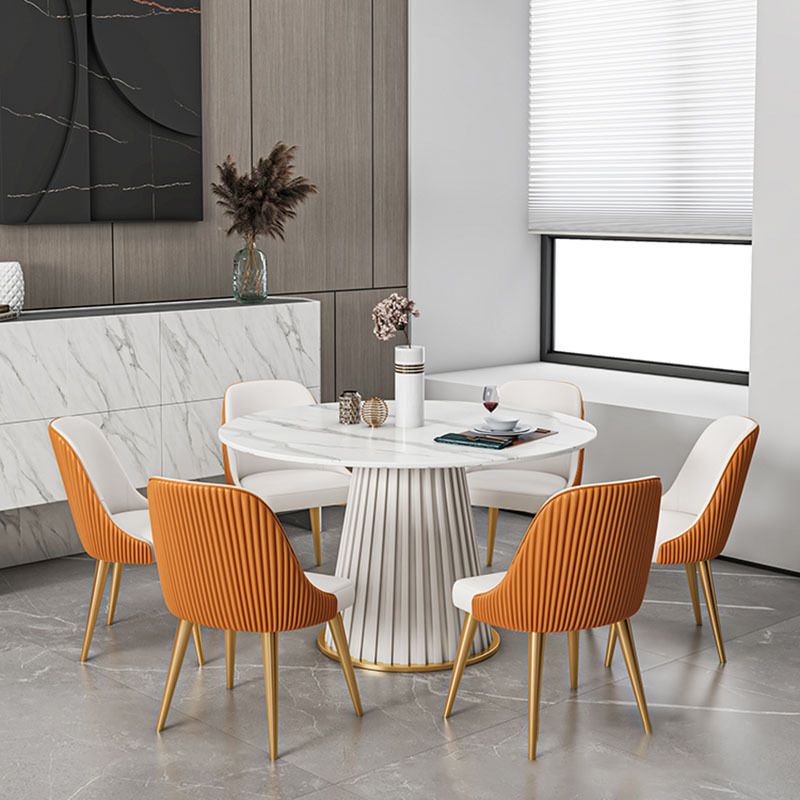 Glam Sintered Stone Dining Set Round 1/2/5/7 Pieces Dining Set