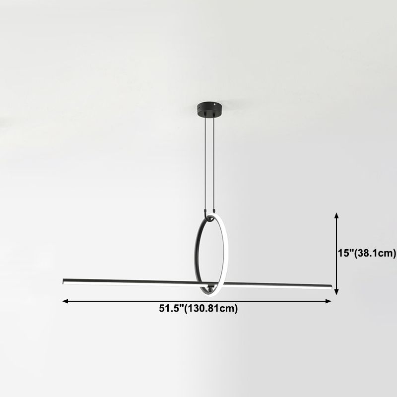 Modern Style Linear Shape Island Lights Metal 2 Light Pendant Lights in Black