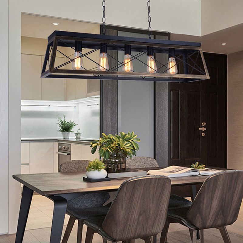 Industrial Island Light Geometric Hanging Lighting Fixture for Dining Room