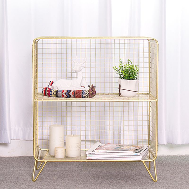 11" Wide Glam Shelf Bookcase Closed Back Gold Metal Bookcase
