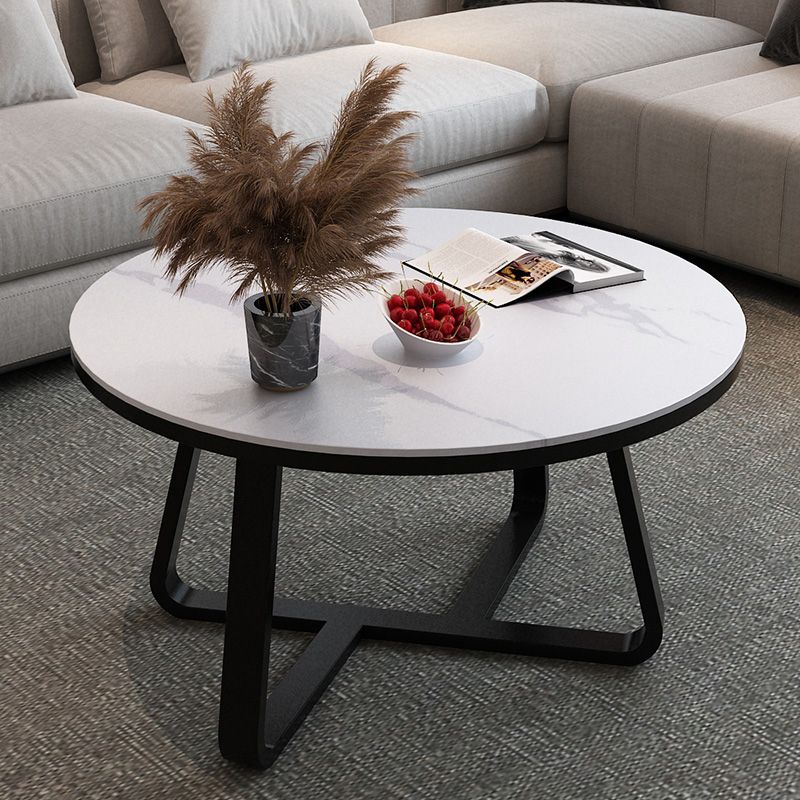 Round Slate Coffee Cocktail Table X-Base Coffee or End Table