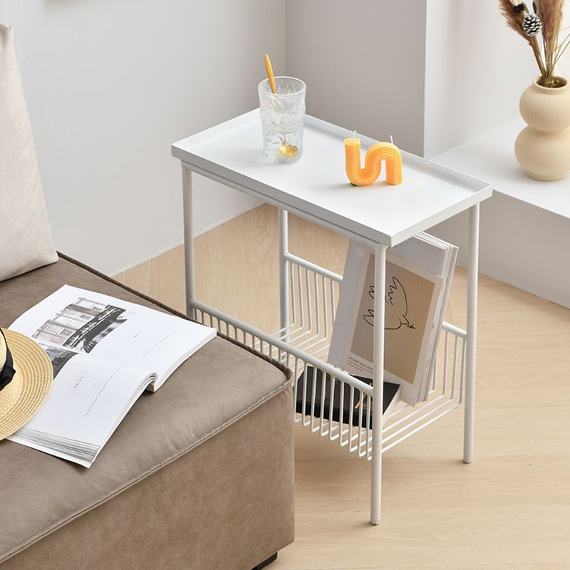 Contemporary Metal End Table Tray Top Accent Side Table with Storage