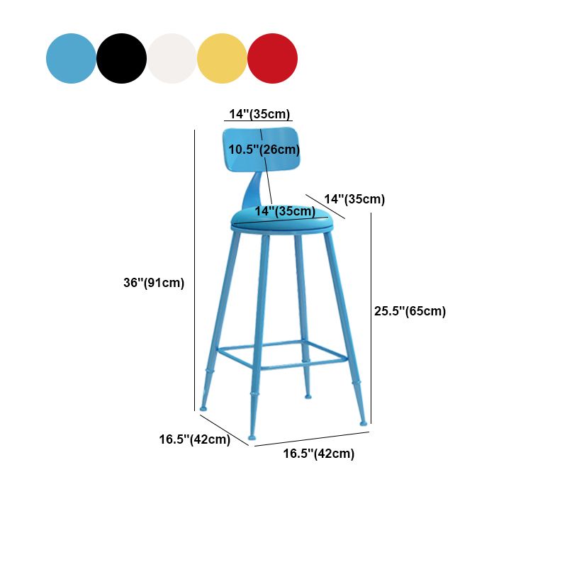Scandinavian Metal Stool Faux Leather Round Seat Upholstered Counter Stool
