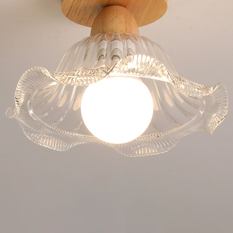 Noordse gearceerde semi -spoeling plafondlamp beboeting houten gangpad semi spoellamp in helder