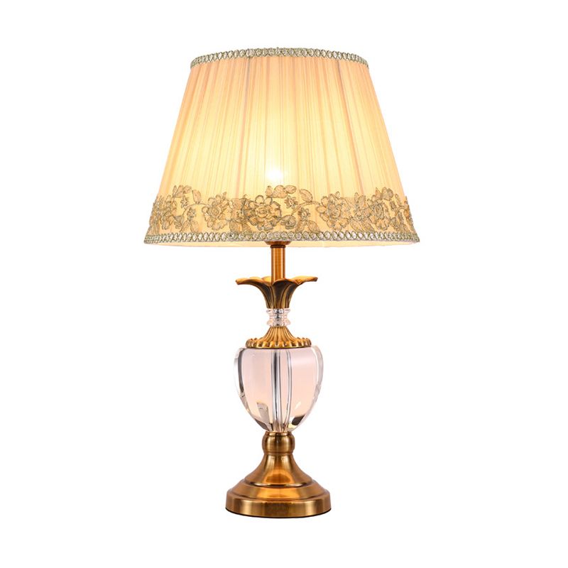 Jar Shape Task Lighting Modernism Hand-Cut Crystal 1 Bulb Small Desk Lamp in Beige
