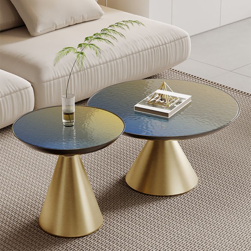 Glass Top Pedestal Coffee Table Modern No Distressing Round Bunching Tables
