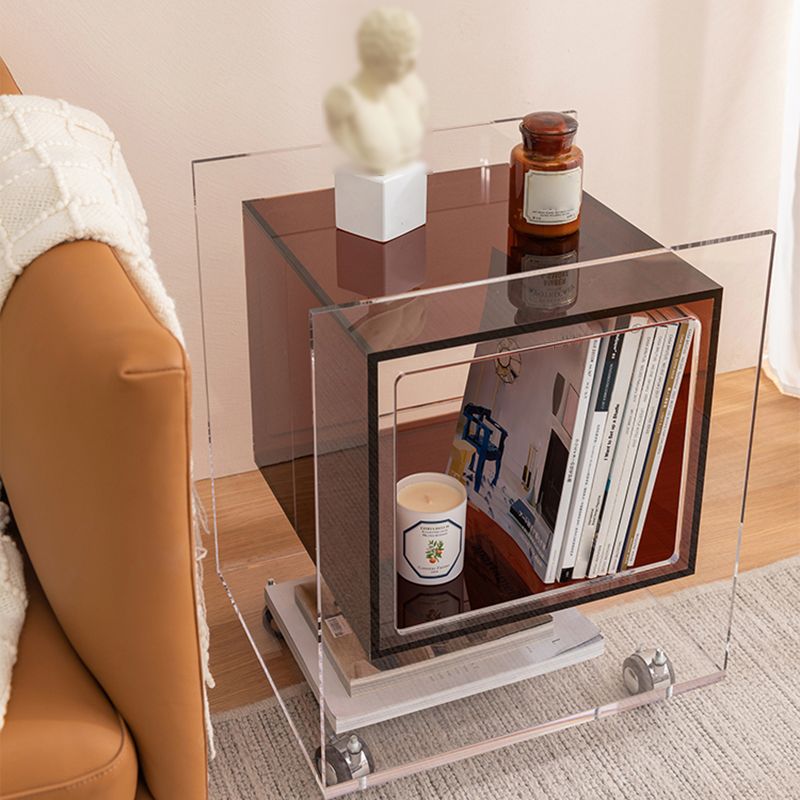 Square Shape Corner Table Acrylic Contemporary Bedroom Side Table