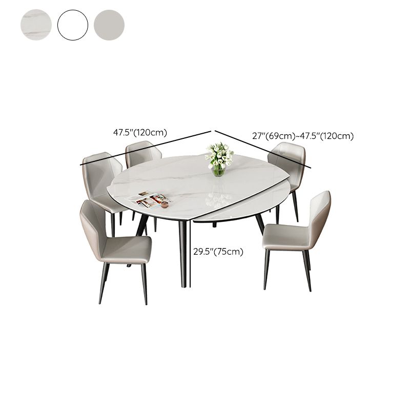 Modern Simple Dining Table Sintered Stone Dinner Table with Wooden Base