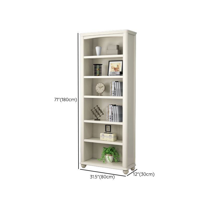 Wood Standard Bookshelf White Contemporary Bookcase with Shelves