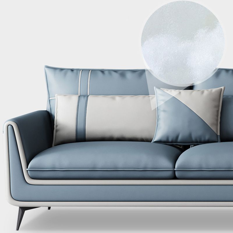 Scandinavian 35.43 " H Faux Leather Flared Arm Sofa & Chaise F