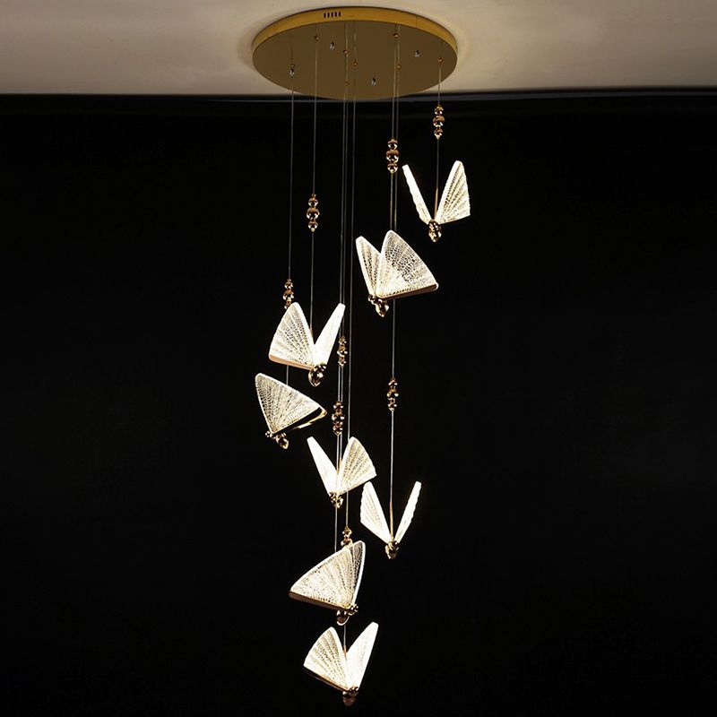 LED -Schlafzimmer Hanging Light Kit Nordic Clear Anhänger Lichtkit mit Schmetterling Acrylschatten