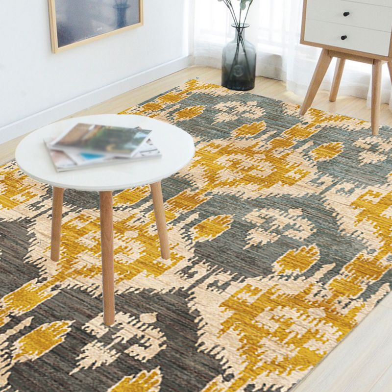 Vintage Tribal Pattern Rug Multicolor Rug Polyester Machine Washable Pet Friendly Anti-Slip Carpet for Living Room