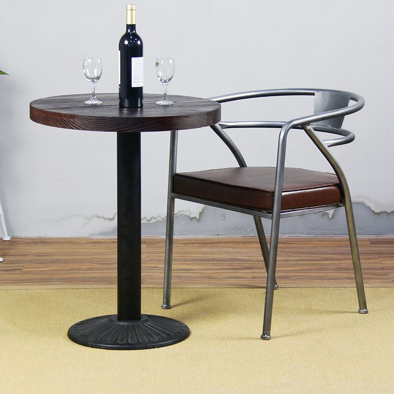 Modern Solid Wood Dining Table Metal Pedestal Base Dining Table for Home Use