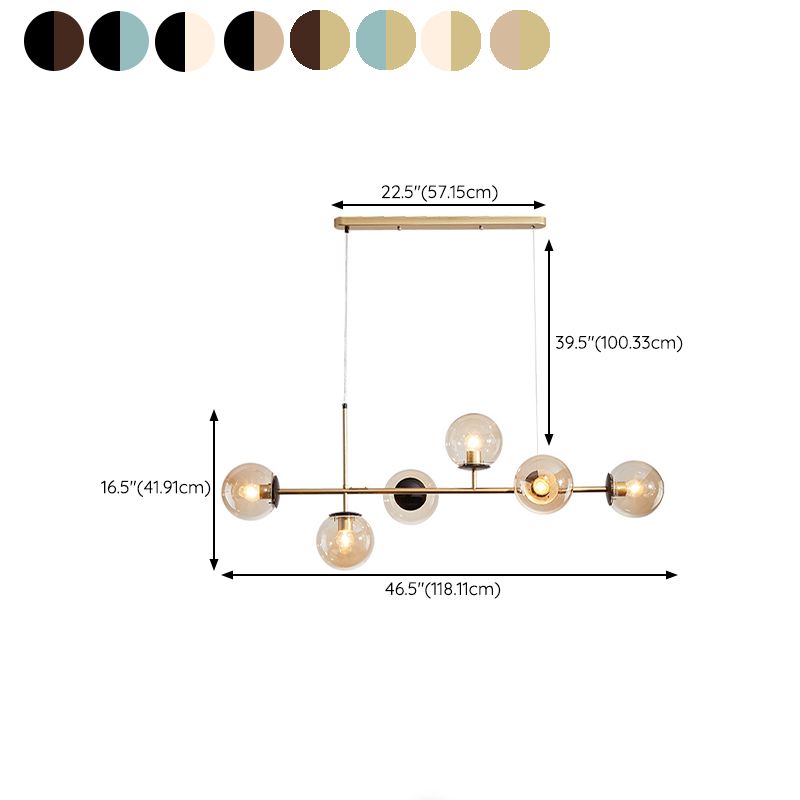 Modern Island Light Multi Lights Island Hanging Light with Glass Shade for Living Room