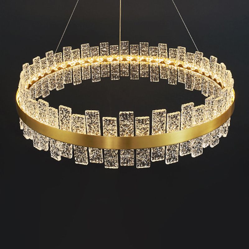 Art Deco Chandelier Gold Metal Crystal Round LED Pendant Lamp Best Lighting for Living Room