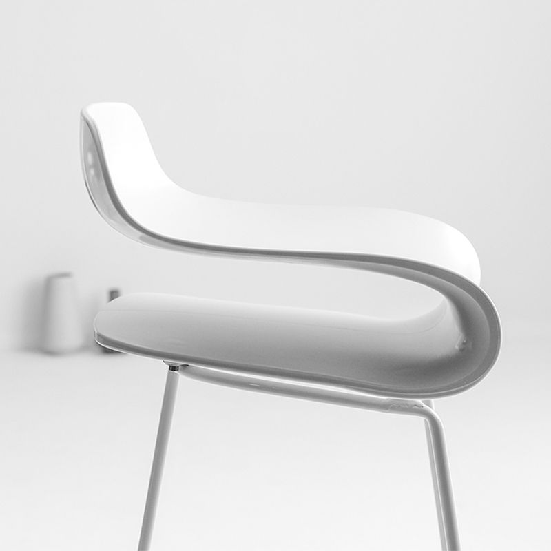 Contemporary Footrest Low Back Barstool Plastic Matte Finish Coffee Shop Stool