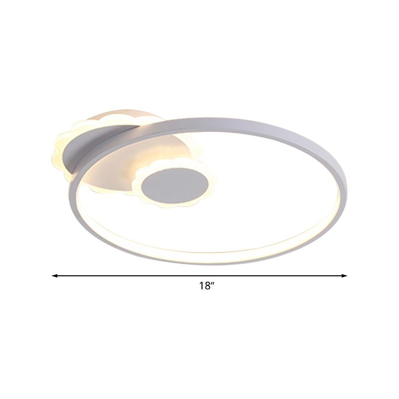 White Round Ceiling Light Modernism LED Acrylic Flush Mount Lamp for Bedroom, Warm/White Light