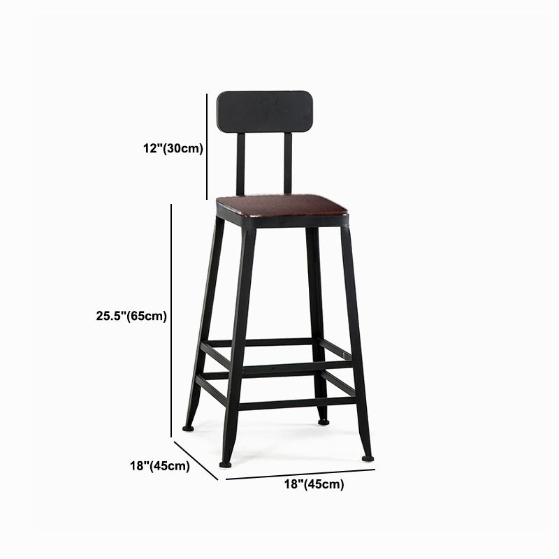 Industrial Black Counter Chair Squared Metal Footrest Counter-height Stool