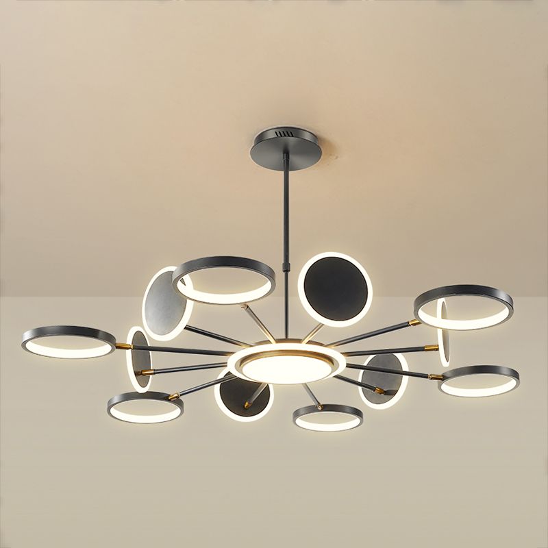 Modern Style Geometry Shape Pendant Chandeliers Metal Chandelier Lights in Black