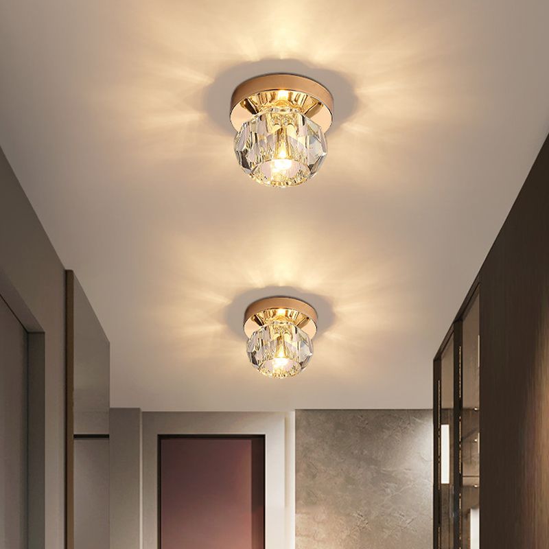 Globe gefacetteerde kristallen inbouwarmatuur Eenvoud LED dichtbij plafondlamp voor gang