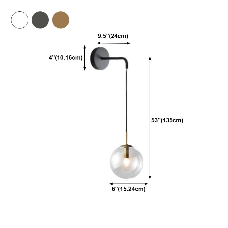 Glass Globe Wall Hanging Lamp Modern 1-Light Dining Room Wall Sconce