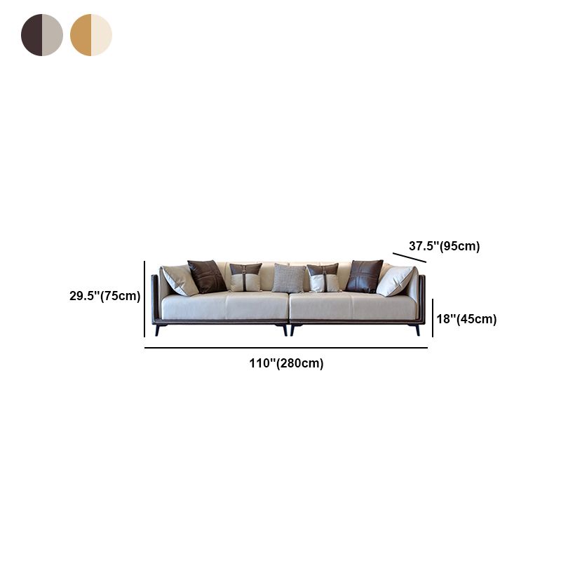 Modern Stain-Resistant Faux Leather Pillow Top Arm Sofa/Sectional for Living Room