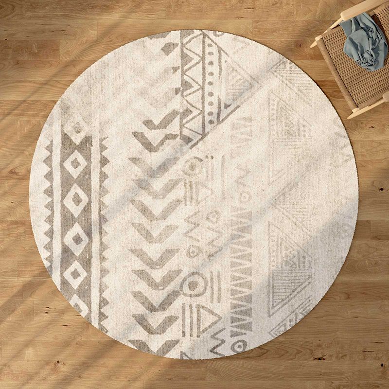 White Bohemian Area Rug Americana Pattern Polyester Rug Anti-Slip Area Carpet for Living Room