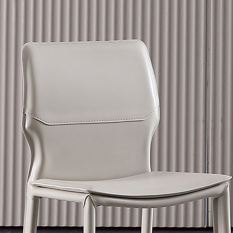 Contemporary Metal Dining Chair Leather Armless Dining Room Chair for Home Use