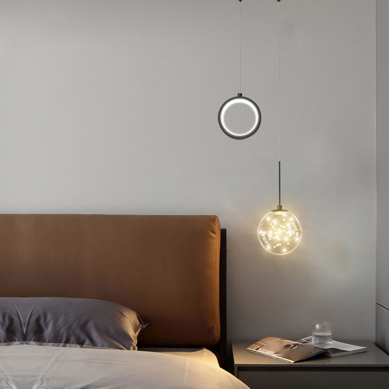 2-leichter sphärischer Anhänger Anhänger Modernes Glashängung Licht für Wohnzimmer