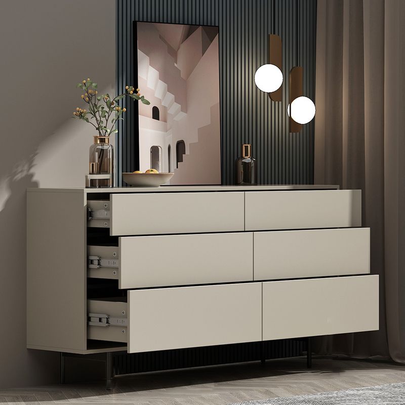 13.77" Wide Modern Accent Chest with 6 Drawers and 4 Straight Black Legs