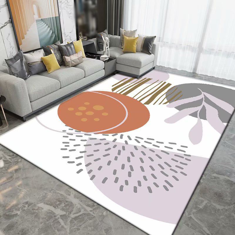 Orange Contemporary Rug Polyester Graphic Indoor Rug Non-Slip Backing Rug for Living Room